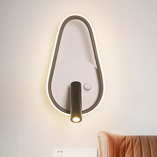 Modern Metal Led Bedside Wall Sconce In Black White/Warm Light - Circle/Square/Ellipse Design