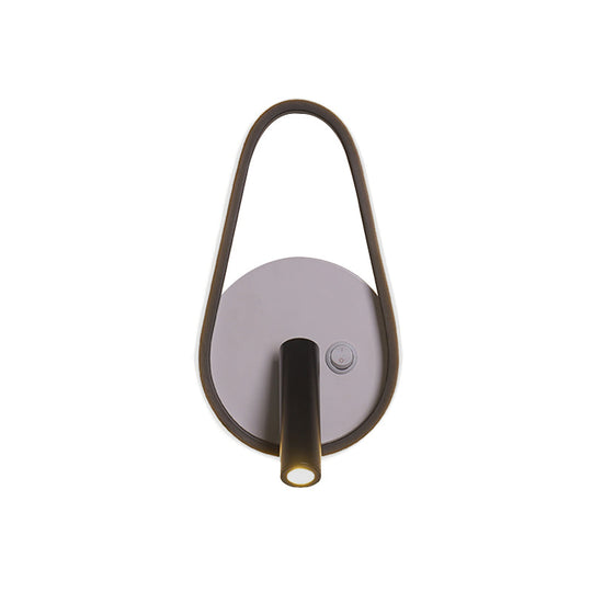 Modern Metal Led Bedside Wall Sconce In Black White/Warm Light - Circle/Square/Ellipse Design