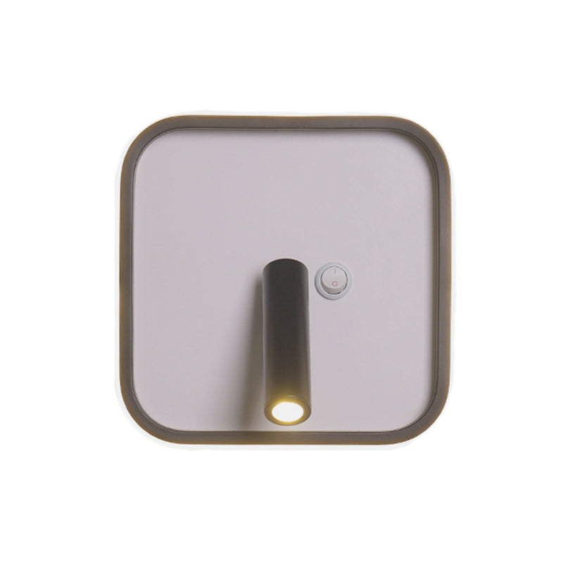 Modern Metal Led Bedside Wall Sconce In Black White/Warm Light - Circle/Square/Ellipse Design / Warm