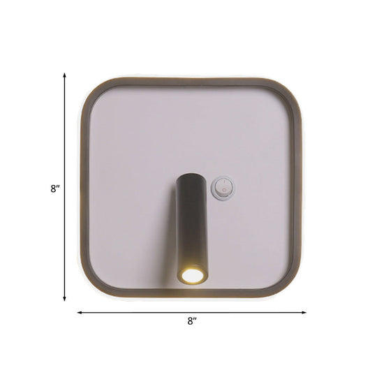 Modern Metal Led Bedside Wall Sconce In Black White/Warm Light - Circle/Square/Ellipse Design