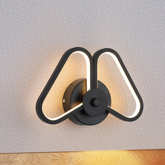 Metal Double Triangles Sconce Light - Simplicity White/Black Led Wall Lighting In White/Warm