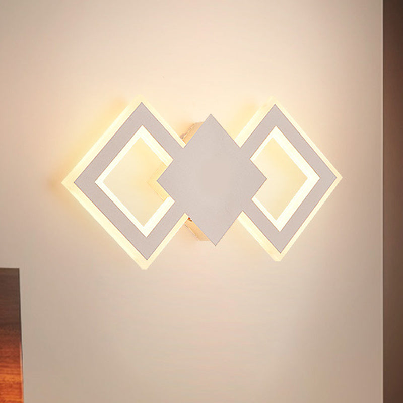 Nordic Led Metal Wall Sconce Light - Black/White Rhombus Design For Bedroom White/Warm White / Warm