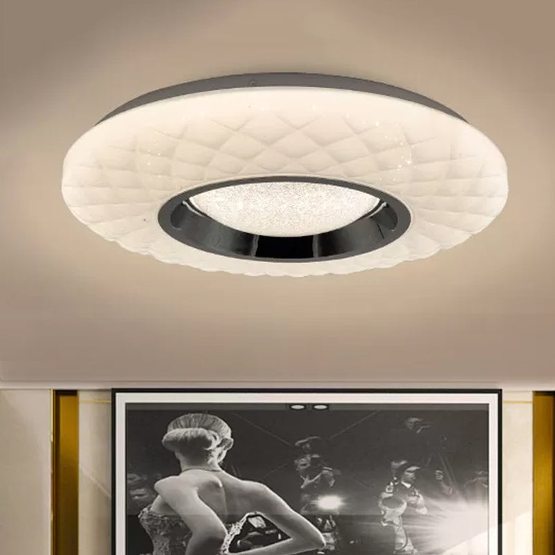 Contemporary Led Flushmount Lamp - White Ring Acrylic Ceiling Light With Warm/Natural Glow