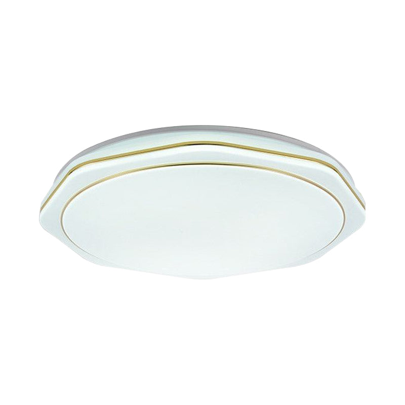 Modern White Led Acrylic Ceiling Lamp - 16/19.5 Geometry Flushmount For Bedroom Lighting