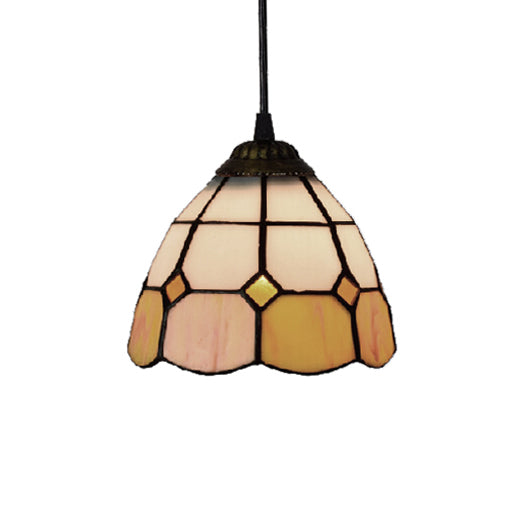 Mini Multicolored Stained Glass Dome Pendant Lamp - Tiffany Style