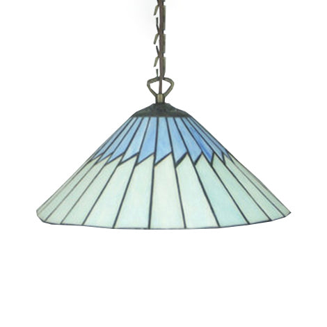 Blue Stained Glass Pendant Lamp: Elegant Mediterranean Hanging Light For Dining Room