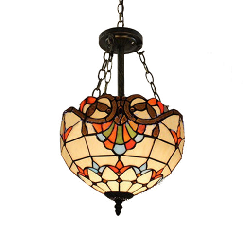 Tiffany Victorian Style Stained Glass Chandelier Pendant for Library Ceiling