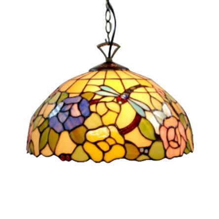 Baroque Beige Handcrafted Art Glass Pendant Light: Elegant Bedroom Ceiling Lamp With Domed Shade