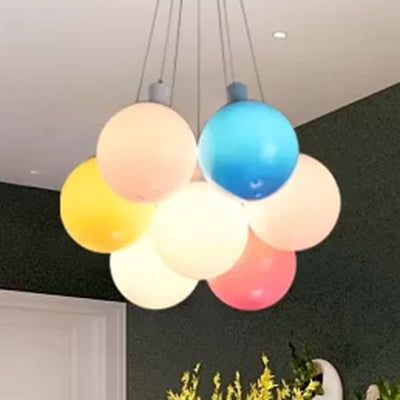 Modern Hanging Balloon Pendant Light For Kids Room Multi-Colored Plastic Design