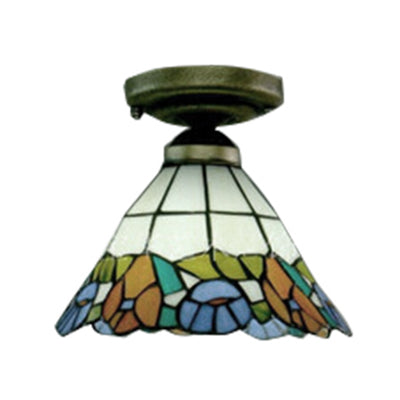 Retro Tiffany Loft Ceiling Light - Stained Glass Lamp For Bedroom