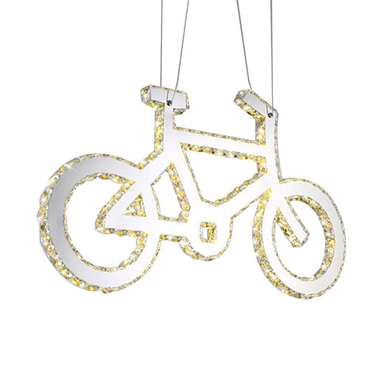 Chrome Bicycle Living Room Pendulum LED Crystal Chandelier Light