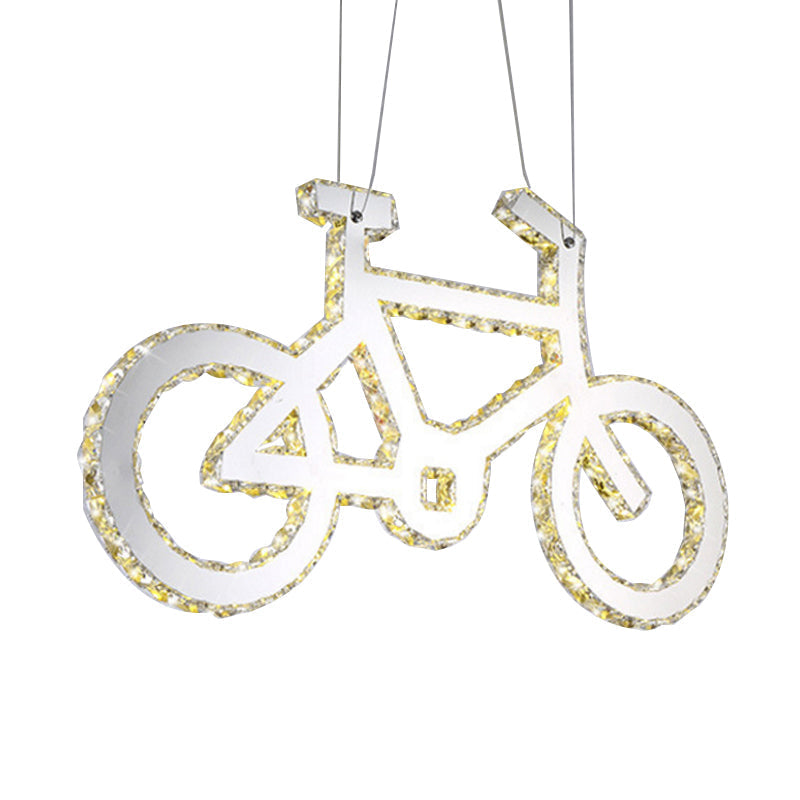 Stylish Led Crystal Chandelier - Modern Chrome Bicycle Living Room Pendant Light