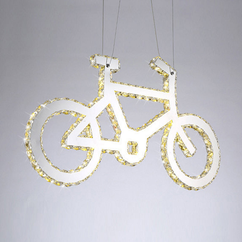 Chrome Bicycle Living Room Pendulum LED Crystal Chandelier Light