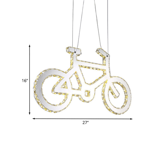 Chrome Bicycle Living Room Pendulum LED Crystal Chandelier Light