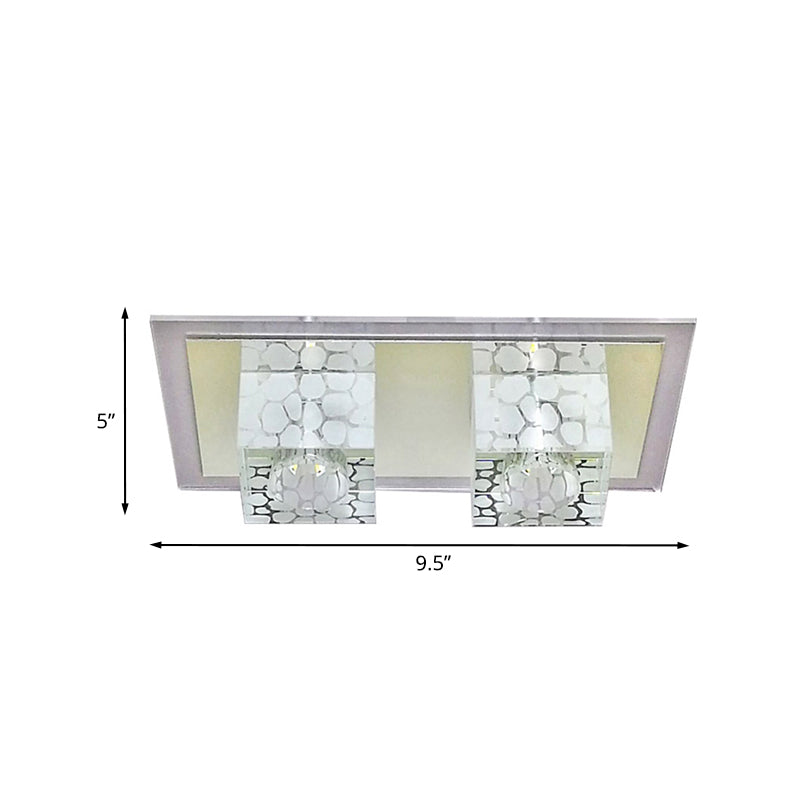 Faceted Glass LED Ceiling Flush Light Fixture - Modern Nordic Cubic Design for Living Room