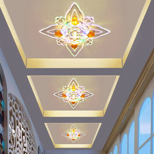 Blossoms Hall Flushmount Clear Crystal Glass LED Ceiling Lamp