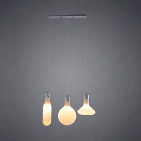 Modern Black 3-Light Pendant Cluster with White Glass Bottle Shades