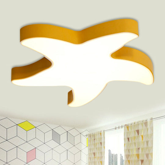 Macaron Loft Starfish Flush Mount: Candy-Colored Acrylic Ceiling Light Yellow / 16 White