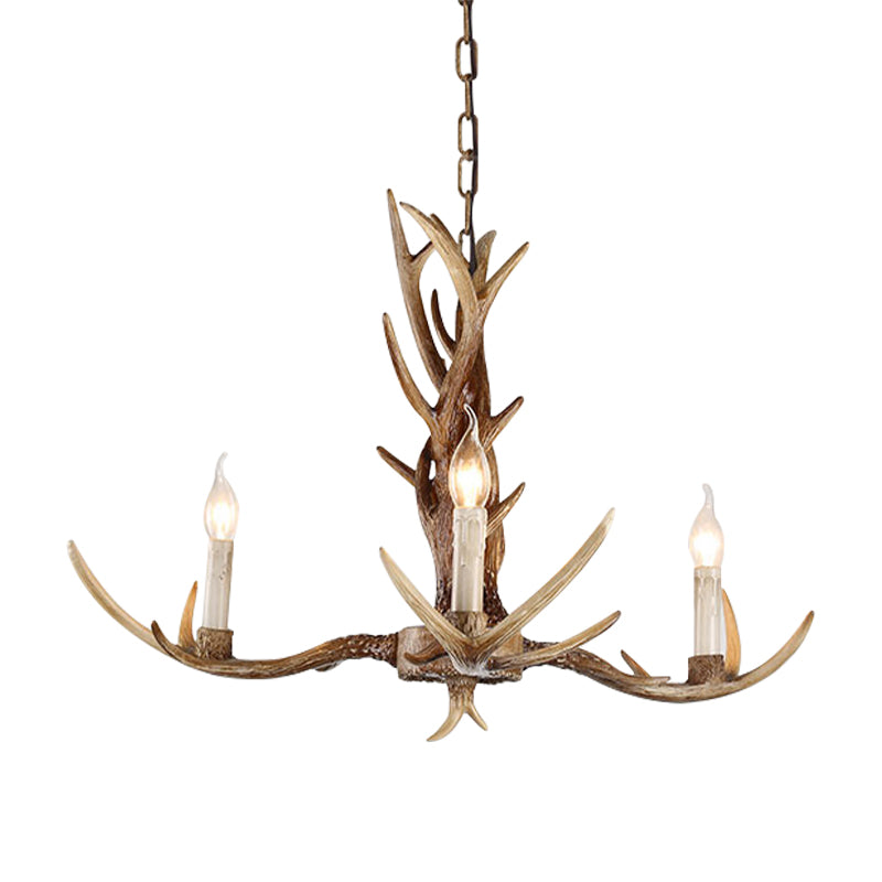 Antique Candelabra Chandelier Lighting Fixture In Beige For Living Room - 3/6/8 Lights