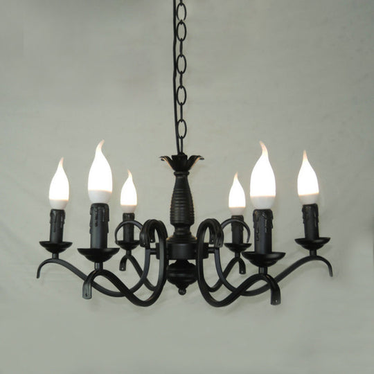 2-Tier Traditional Metal Candle Chandelier With Black Finish - Ideal For Living Room Ceiling Hanging