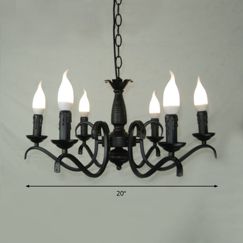 2-Tier Traditional Metal Candle Chandelier With Black Finish - Ideal For Living Room Ceiling Hanging