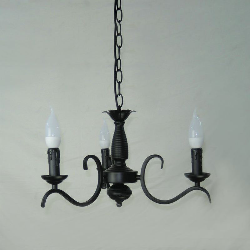 2-Tier Traditional Metal Candle Chandelier With Black Finish - Ideal For Living Room Ceiling Hanging