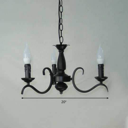 2-Tier Traditional Metal Candle Chandelier With Black Finish - Ideal For Living Room Ceiling Hanging