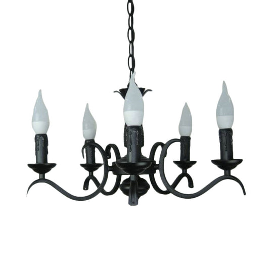 2-Tier Traditional Metal Candle Chandelier With Black Finish - Ideal For Living Room Ceiling Hanging