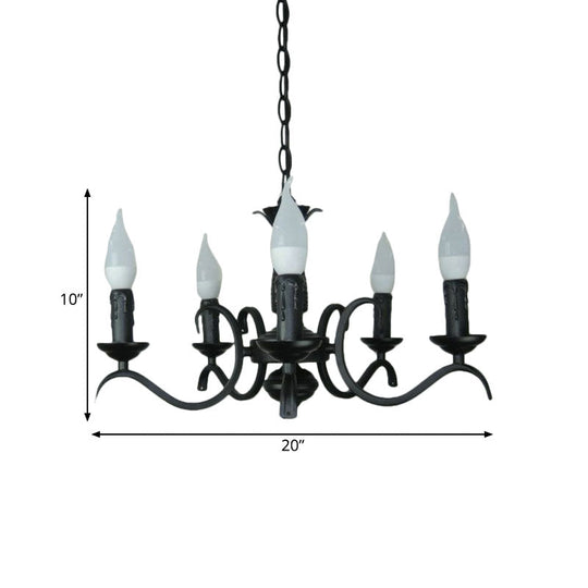 2-Tier Traditional Metal Candle Chandelier With Black Finish - Ideal For Living Room Ceiling Hanging