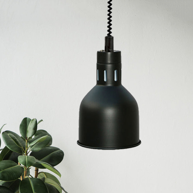 Retro Style Black Metal Pendant Light With Extendable Arm For Kitchen 1-Light Dome Shade 7/11.5 Wide