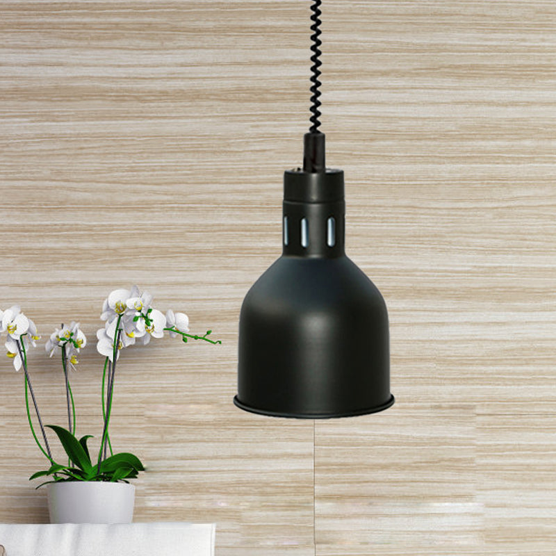 Extendable Pendant Lighting with Retro Dome Shade - Black, 7"/11.5" W