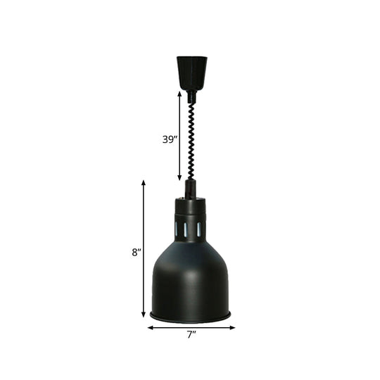 Retro Style Black Metal Pendant Light With Extendable Arm For Kitchen 1-Light Dome Shade 7/11.5 Wide