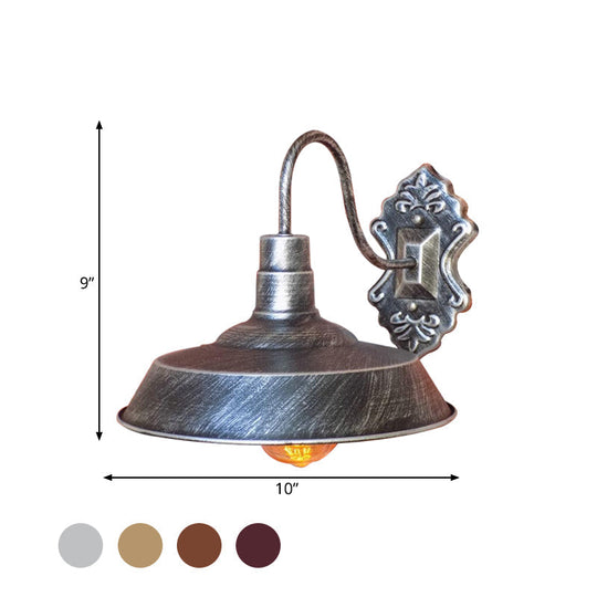 Antique Style Copper/Rust Wrought Iron Barn Wall Mount Sconce Light For Balcony