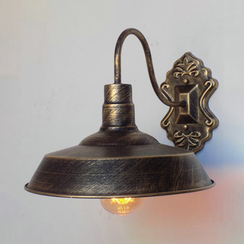 Antique Style Copper/Rust Wrought Iron Barn Wall Mount Sconce Light For Balcony