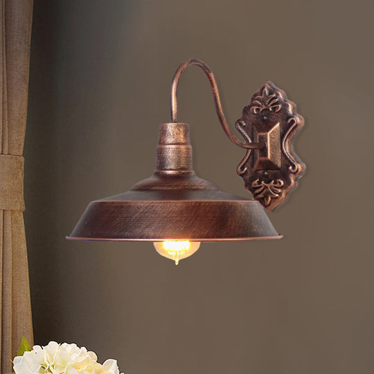 Antique Style Copper/Rust Wrought Iron Barn Wall Mount Sconce Light For Balcony