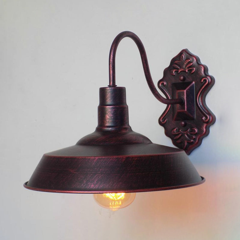 Antique Style Copper/Rust Wrought Iron Barn Wall Mount Sconce Light For Balcony