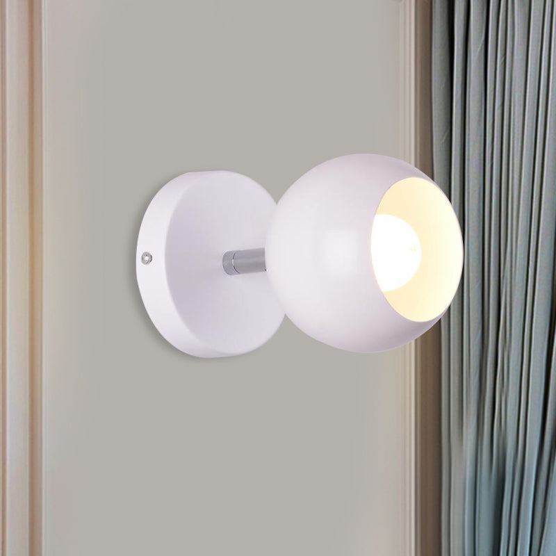 Retro Style Global Wall Sconce - 1 Light Metallic White Lighting For Living Room