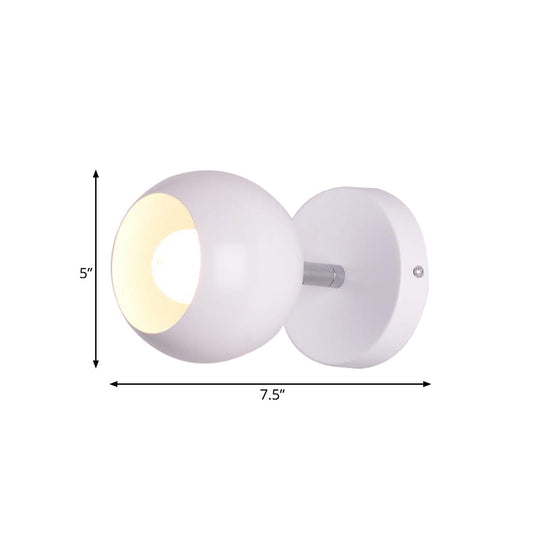 Retro Style Global Wall Sconce - 1 Light Metallic White Lighting For Living Room