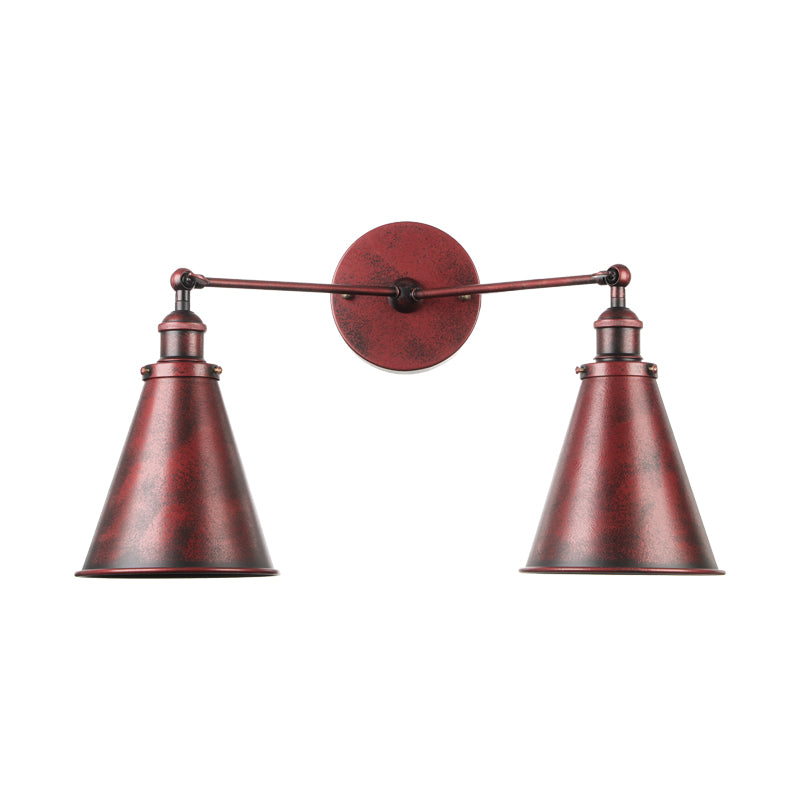 Retro Style Wall Sconce With Black/Copper Shade - Ideal For Restaurants 2 Lights Metal Fixture