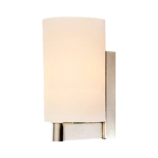 Modern White Glass Cylinder Wall Lamp: Chrome Sconce Fixture For Passages