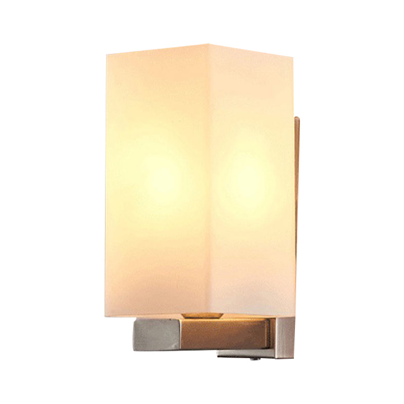 Modern Glass Shade Wall Sconce Light Chrome Finish