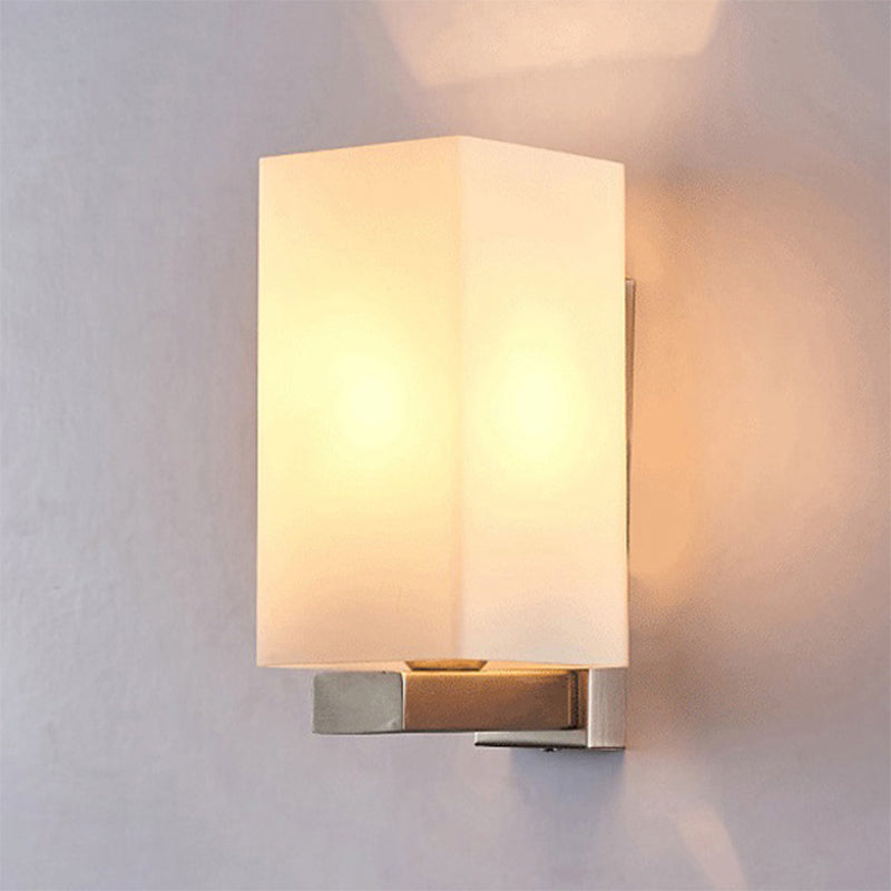 Modern Glass Shade Wall Sconce Light Chrome Finish