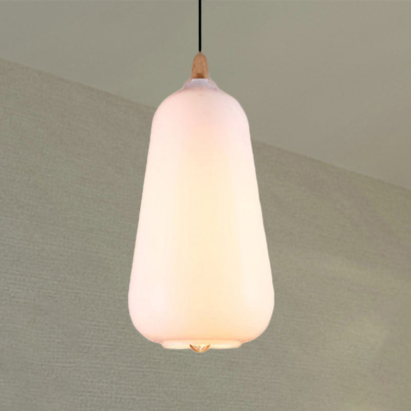 Contemporary Smoky/Amber/White Glass Pendant Light - Global/Gourd/Ellipse Design 1-Light Dining Room