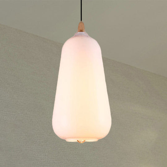 Contemporary Smoky/Amber/White Glass Pendant Light - Global/Gourd/Ellipse Design 1-Light Dining Room