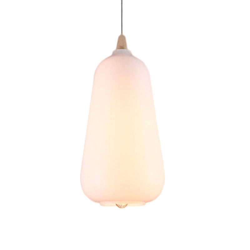 Contemporary Smoky/Amber/White Glass Pendant Light - Global/Gourd/Ellipse Design 1-Light Dining Room