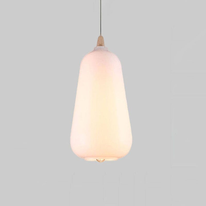 Contemporary Smoky/Amber/White Glass Pendant Light - Global/Gourd/Ellipse Design 1-Light Dining Room