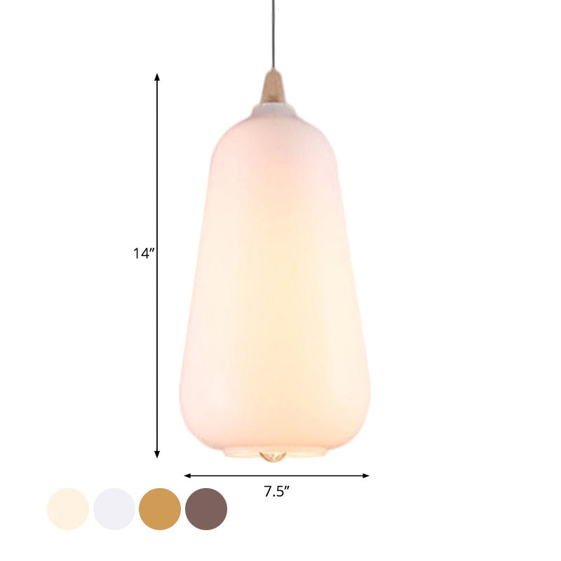 Contemporary Smoky/Amber/White Glass Pendant Light - Global/Gourd/Ellipse Design 1-Light Dining Room