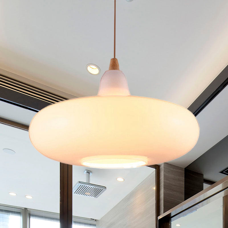 Contemporary Smoky/Amber/White Glass Pendant Light - Global/Gourd/Ellipse Design 1-Light Dining Room