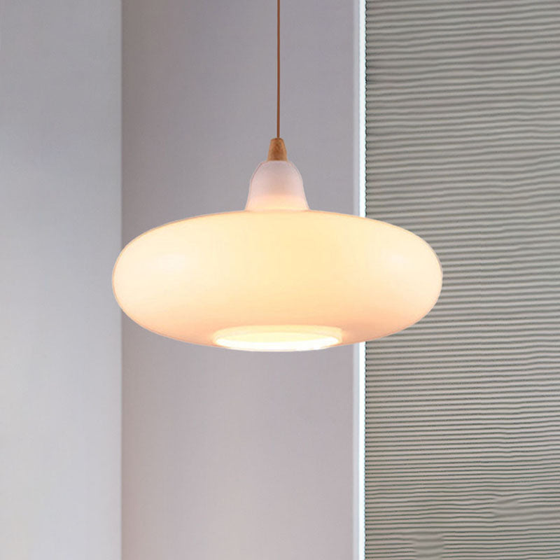 Contemporary Smoky/Amber/White Glass Pendant Light - Global/Gourd/Ellipse Design 1-Light Dining Room