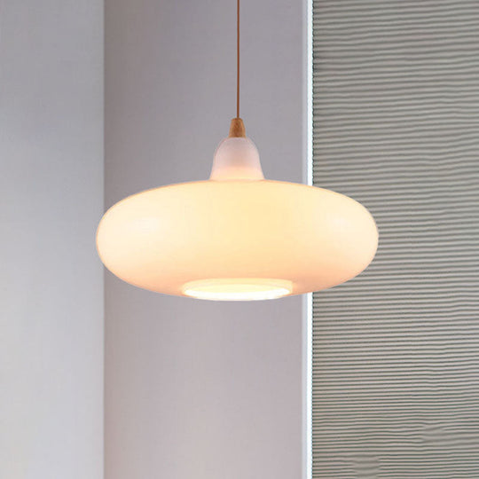 Contemporary Smoky/Amber/White Glass Pendant Light - Global/Gourd/Ellipse Design 1-Light Dining Room